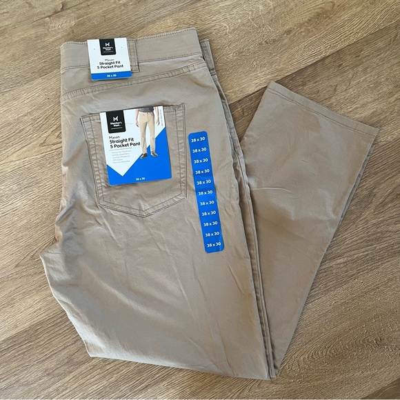 Members Mark Other - Members Mark Mens Mason Straight Leg 5 Pocket Pants Khaki Tan Beige